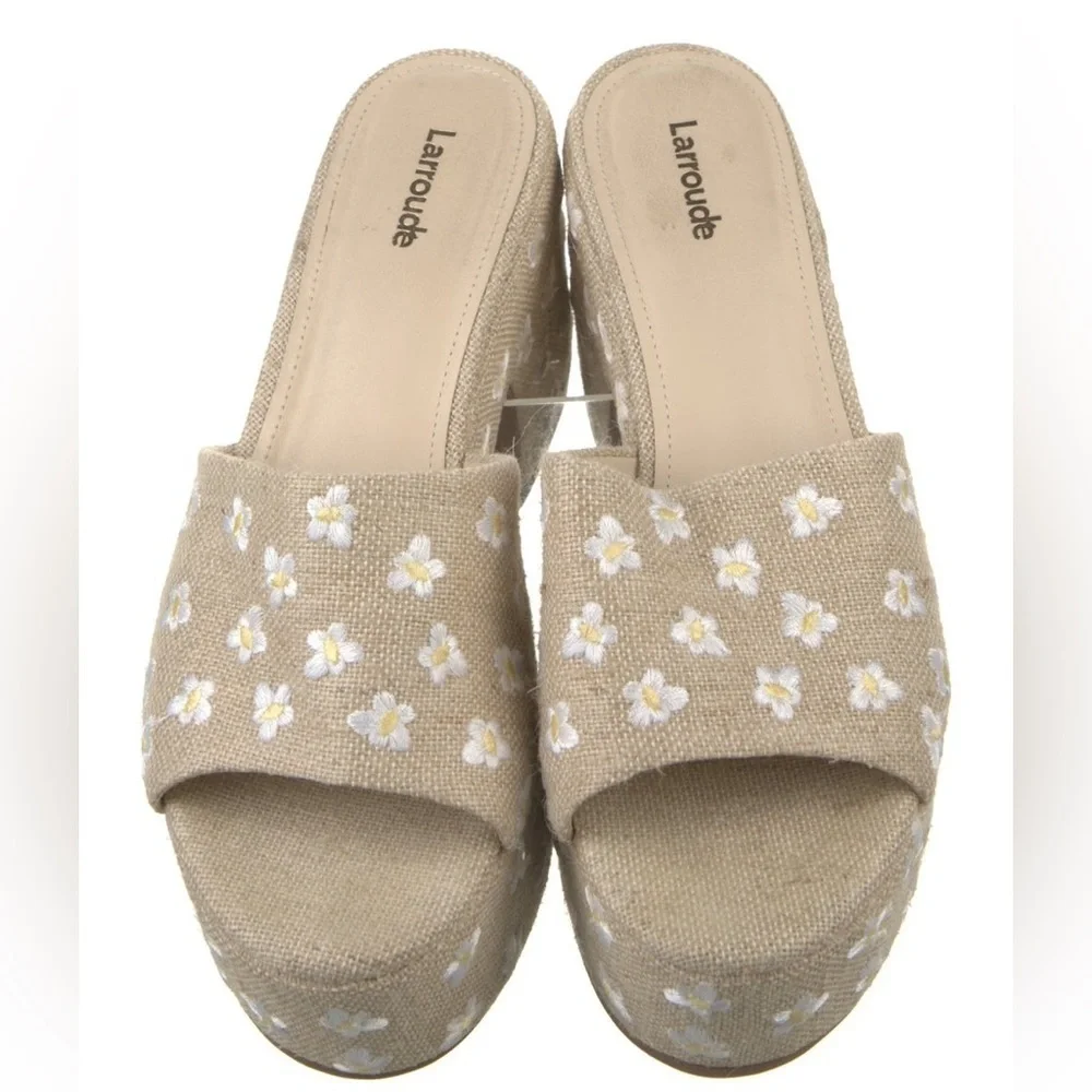 LARROUDÉ  Women's Miso Platform Sandal, Raw Linen